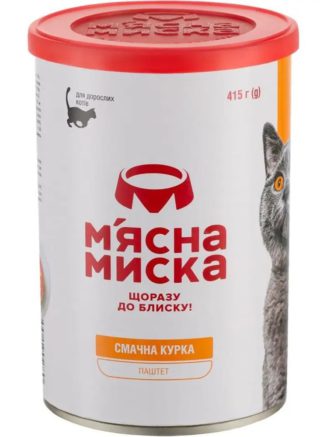 Влажный корм для кошек Мясная Миска паштет мясной, с курицей, 415 г