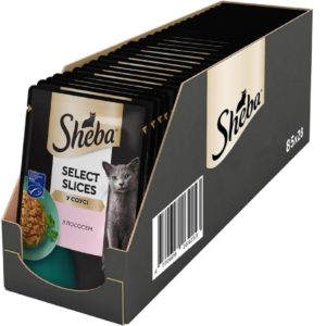 sheba select slices salmon пауч для кошек лосось в соусе 85г*28шт