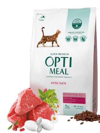 optimeal high in veal для кошек с телятиной 4 кг