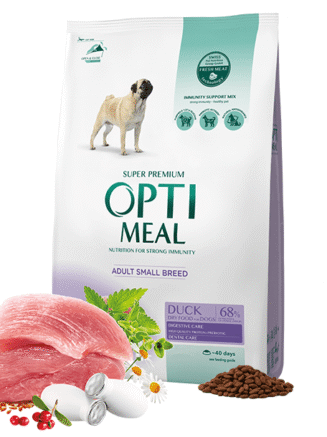 optimeal adult small для собак с уткой 12 кг