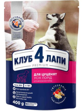 Клуб 4 Лапы premium puppies all breeds для щенков с курицей 400 г