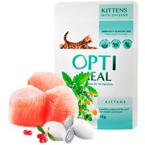 optimeal kitten с курицей для котят 85г набор (3+1) 340 г