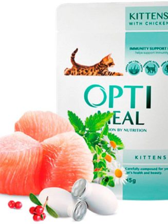 optimeal kitten с курицей для котят 85г набор (3+1) 340 г