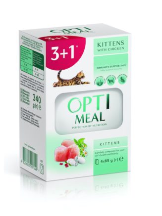 optimeal kitten с курицей для котят 85г набор (3+1) 340 г