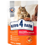 Клуб 4 Лапы premium hairball control для кошек 300 г