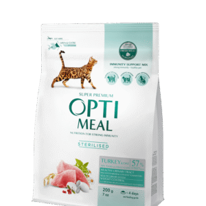 optimeal sterilised turkey для стерилизованных кошек с индейкой 200 г