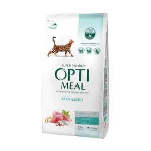 optimeal sterilised turkey для стерилизованных кошек с индейкой 1.5 кг