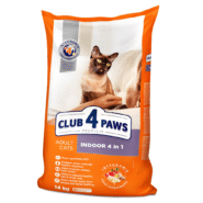 Клуб 4 Лапы premium indoor 4in1 для кошек 14 кг