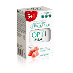 optimeal sterilised turkey для стерилизованных кошек с индейкой набор (3+1) 340 г