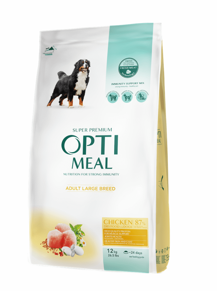 optimeal maxi для собак крупных пород с курицей 12 кг