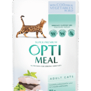 optimeal cod fish vegetablе для кошек с треской набор (3+1) 340 г