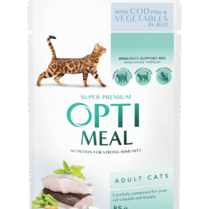 optimeal cod fish vegetablе для кошек с треской набор (3+1) 340 г