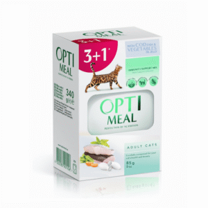 optimeal cod fish vegetablе для кошек с треской набор (3+1) 340 г