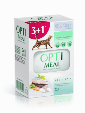 optimeal cod fish vegetablе для кошек с треской набор (3+1) 340 г