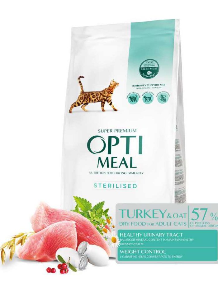 optimeal sterilised turkey для стерилизованных кошек с индейкой 10 кг