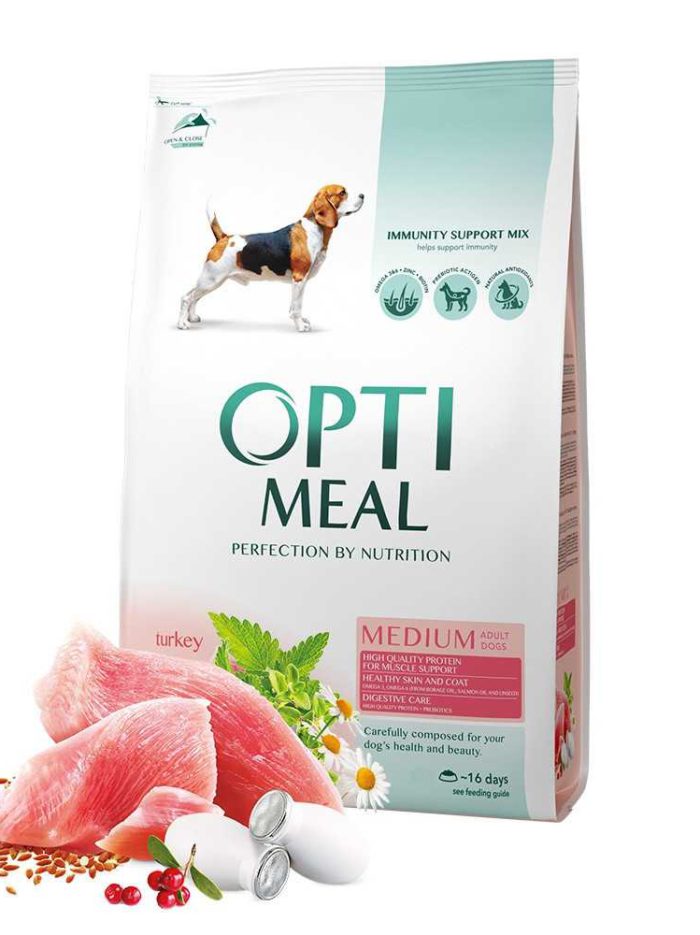 optimeal medium dog для собак средних пород с индейкой 12 кг