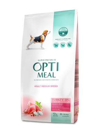 optimeal medium dog для собак средних пород с индейкой 12 кг