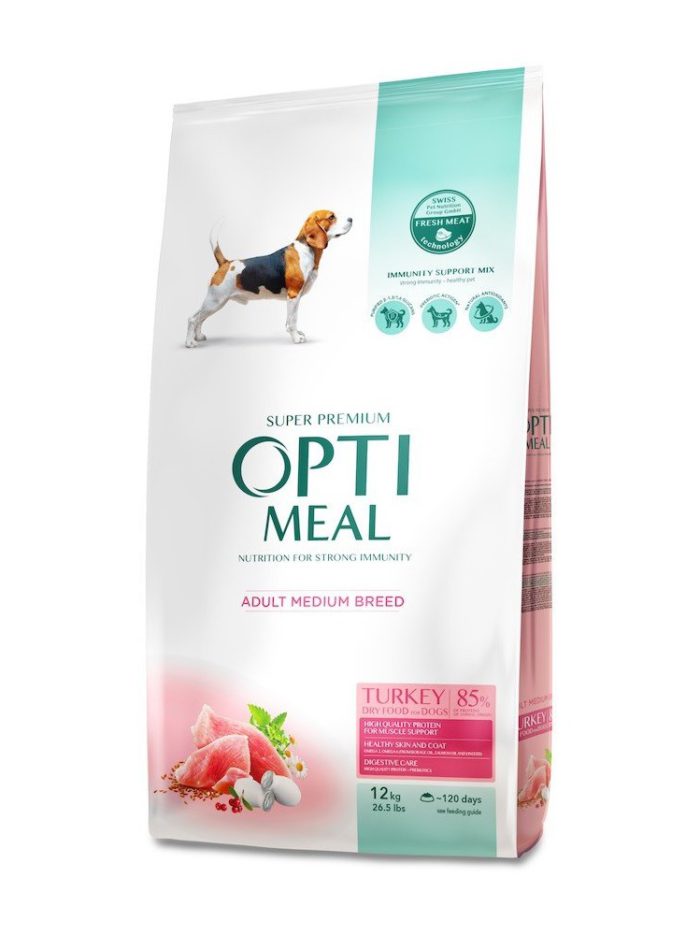 optimeal medium dog для собак средних пород с индейкой 12 кг
