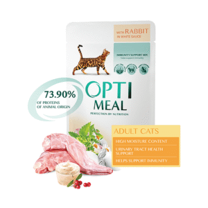 optimeal rabbit in white с кроликом в белом соусе для кошек 12х85 г