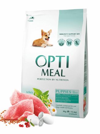 optimeal puppies для щенков с индейкой 4 кг