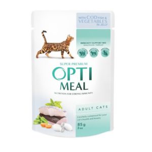 optimeal cod fish vegetable с треской в желе для кошек 12х85 г