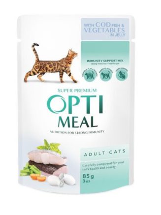 optimeal cod fish vegetable с треской в желе для кошек 12х85 г