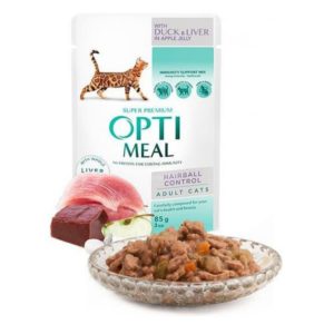 optimeal hairball control duck liver для кошек с уткой 12х85 г