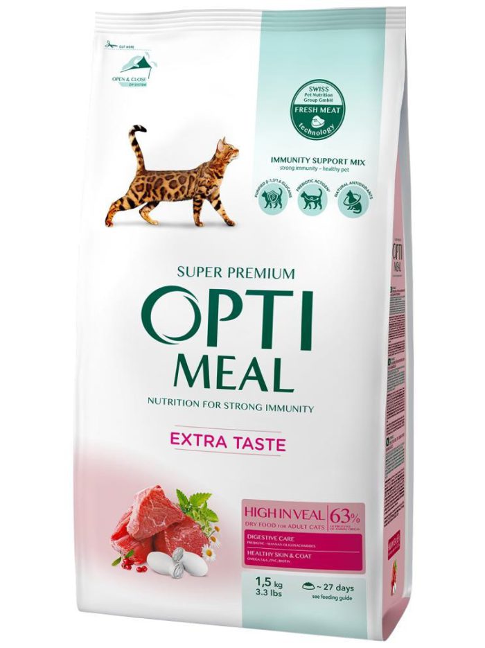 optimeal veal для кошек с телятиной 1.5 кг