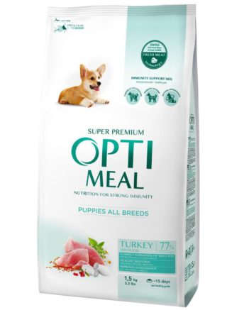 optimeal puppies для щенков с индейкой 1.5 кг