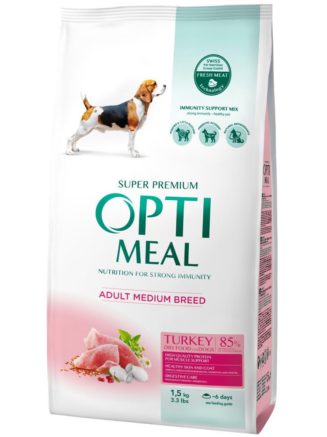 optimeal medium для собак средних пород с индейкой 1.5 кг