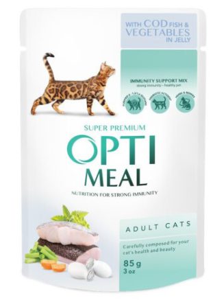 optimeal cod fish vegetable с треской в желе для кошек 12х85 г