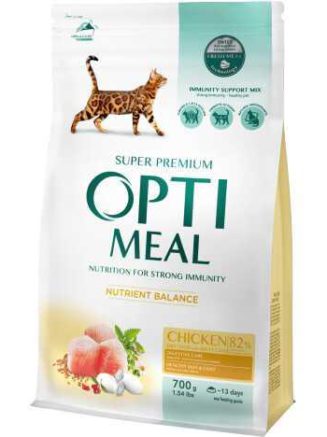 optimeal cat chicken для кошек с мясом курицы 700 г