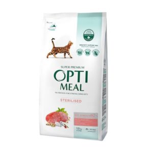 optimeal sterilised beef sorghum для стерилизованных кошек с говядиной 1.5 кг