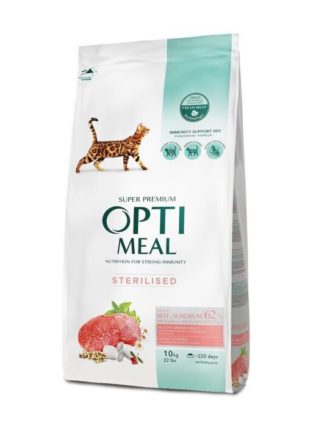optimeal sterilised beef sorghum для стерилизованных кошек с говядиной 4 кг