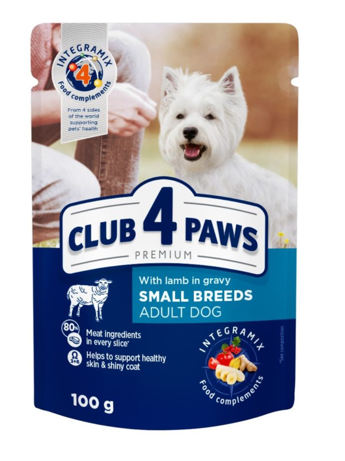Клуб 4 Лапы premium small breeds lamb для собак с ягненком в соусе 24х100 г