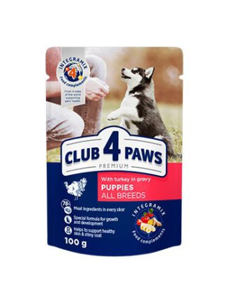 Клуб 4 Лапы premium puppies turkey с индейкой в соусе для щенков 24х100 г