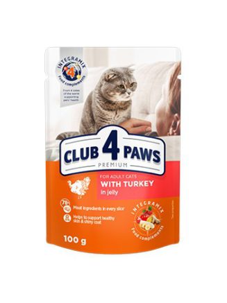 Клуб 4 Лапы premium turkey с индейкой в желе для кошек 24х100 г