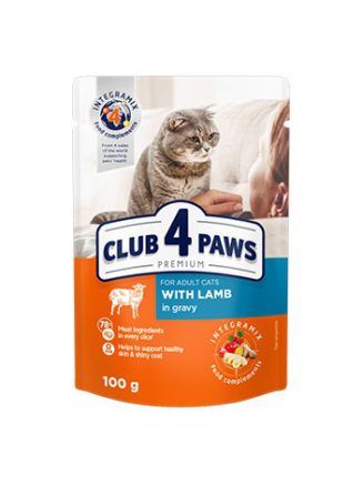 Клуб 4 Лапы premium lamb с ягненком в соусе для кошек 24х100 г