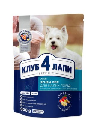 Клуб 4 Лапы premium small с ягненком и рисом для собак 900 г