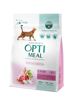 optimeal lamb sensitive для кошек с ягненок 200 г