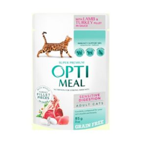 optimeal lamb sensitive для кошек с ягненком 12х85 г