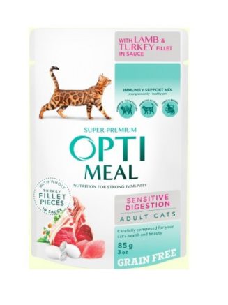 optimeal lamb sensitive для кошек с ягненком 12х85 г
