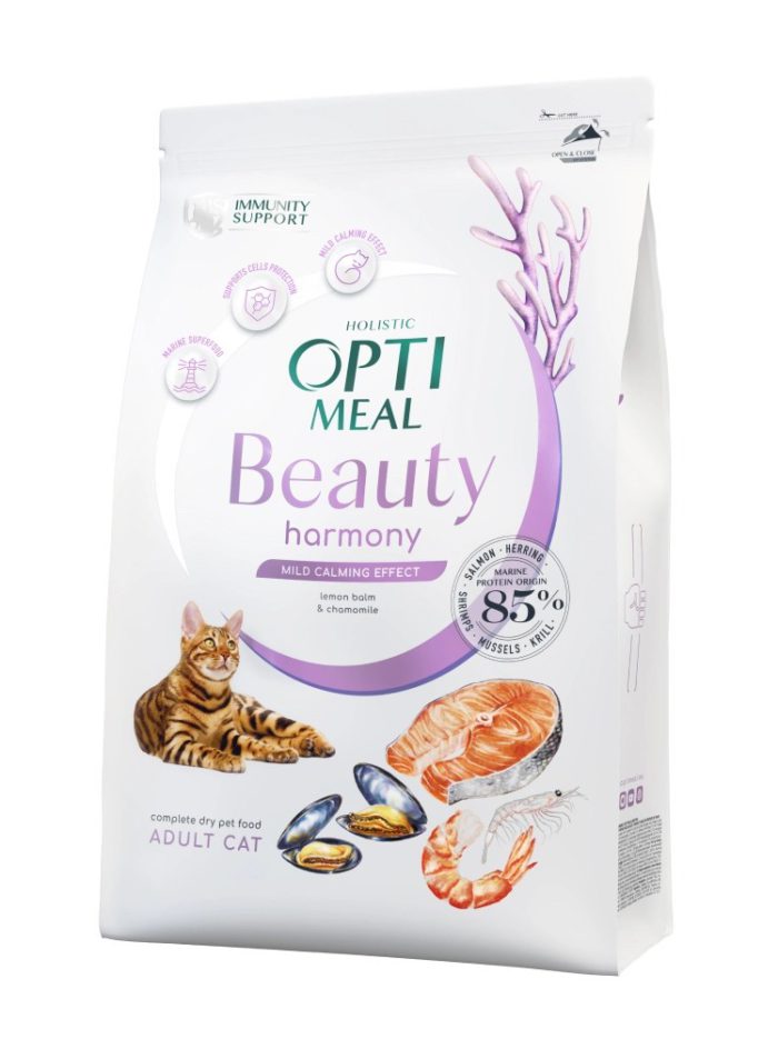 optimeal cat beauty harmony calming для кошек из морепродуктов 4 кг