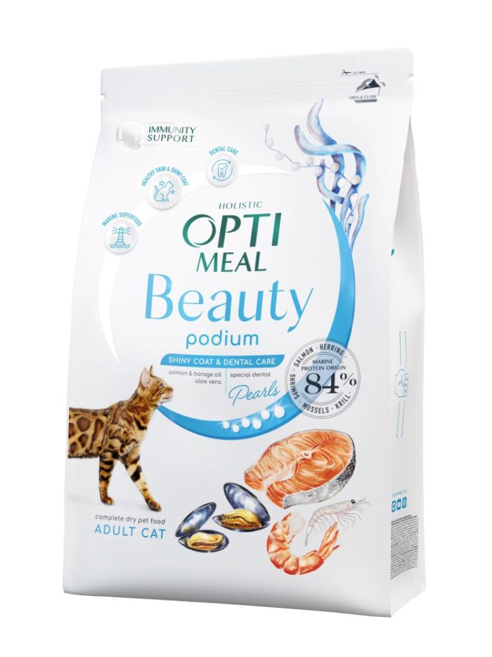 optimeal cat beauty podium для кошек из морепродуктов 4 кг