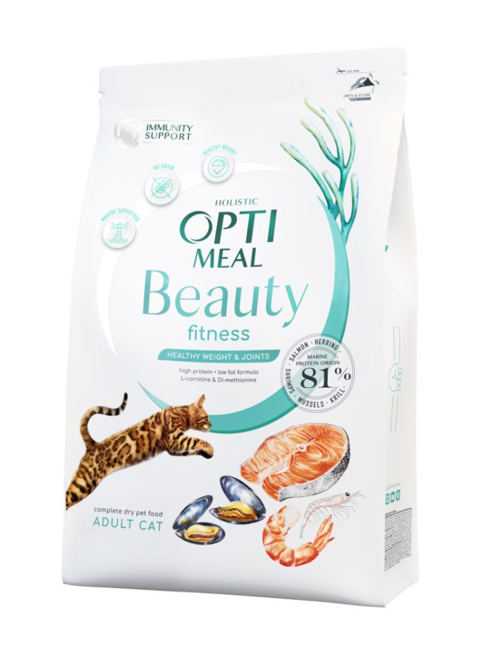 optimeal cat beauty fitness для кошек из морепродуктов 1.5 кг