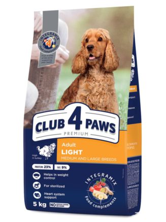 Клуб 4 Лапы premium light для собак средних и больших пород с индейкой 5 кг