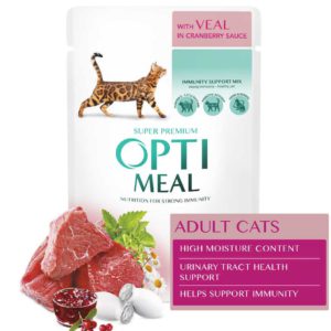 optimeal veal in cranberry с телятиной в клюквенном соусе для кошек 12х85 г