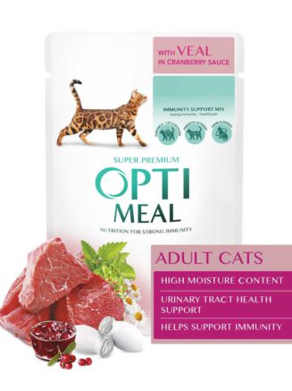 optimeal veal in cranberry с телятиной в клюквенном соусе для кошек 12х85 г