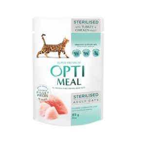 optimeal sterilised turkey с индейкой для стерилизованных кошек 12х85 г