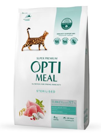optimeal sterilised turkey для стерилизованных кошек с индейкой 4 кг